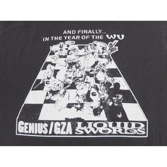 GZA Genius x Wu-Tang Clan retro vintage faded/washed black t-shirt men's sz L - Picture 5 of 8